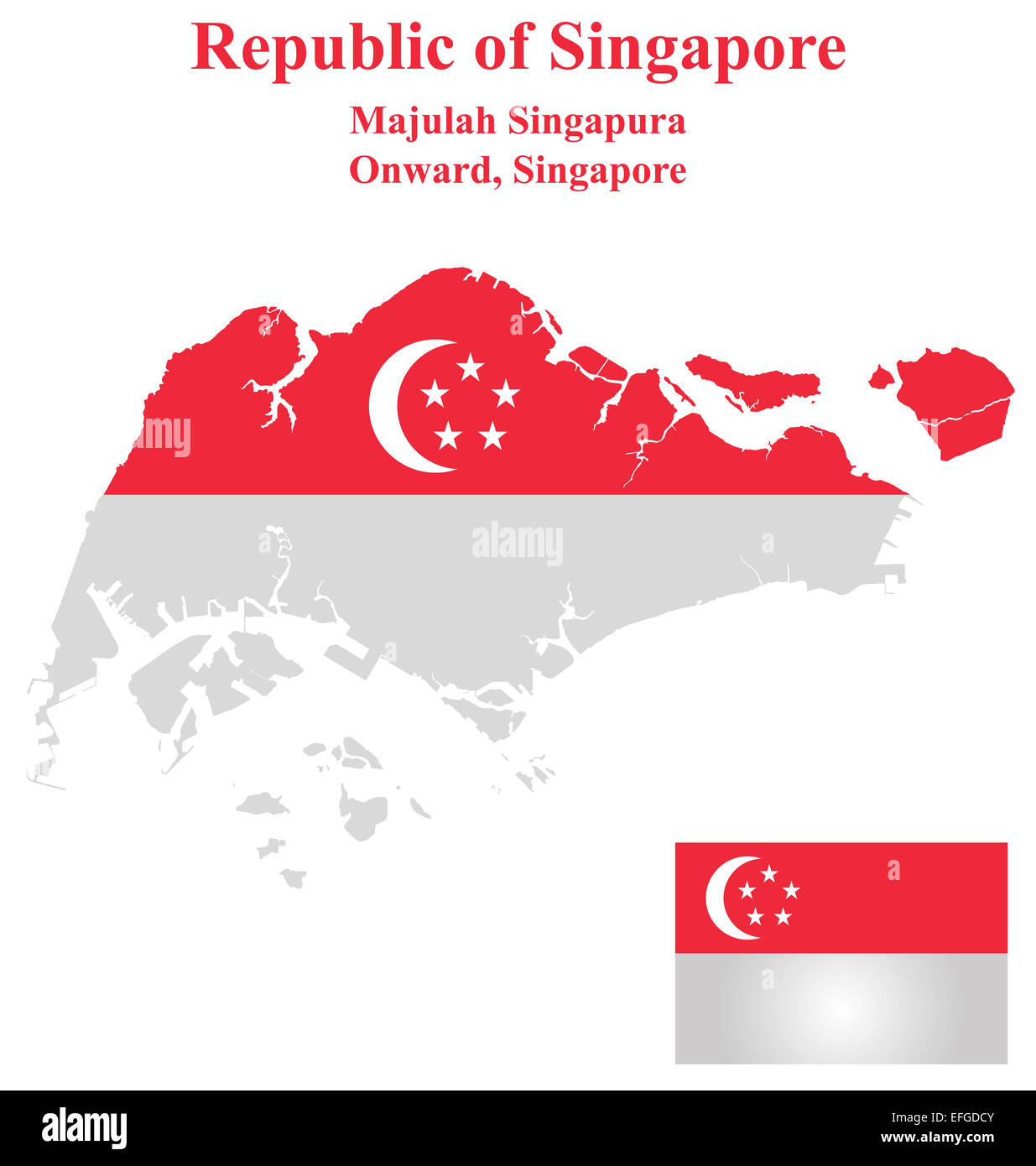 Drapeau de la République de Singapour en superposition sur la carte ...