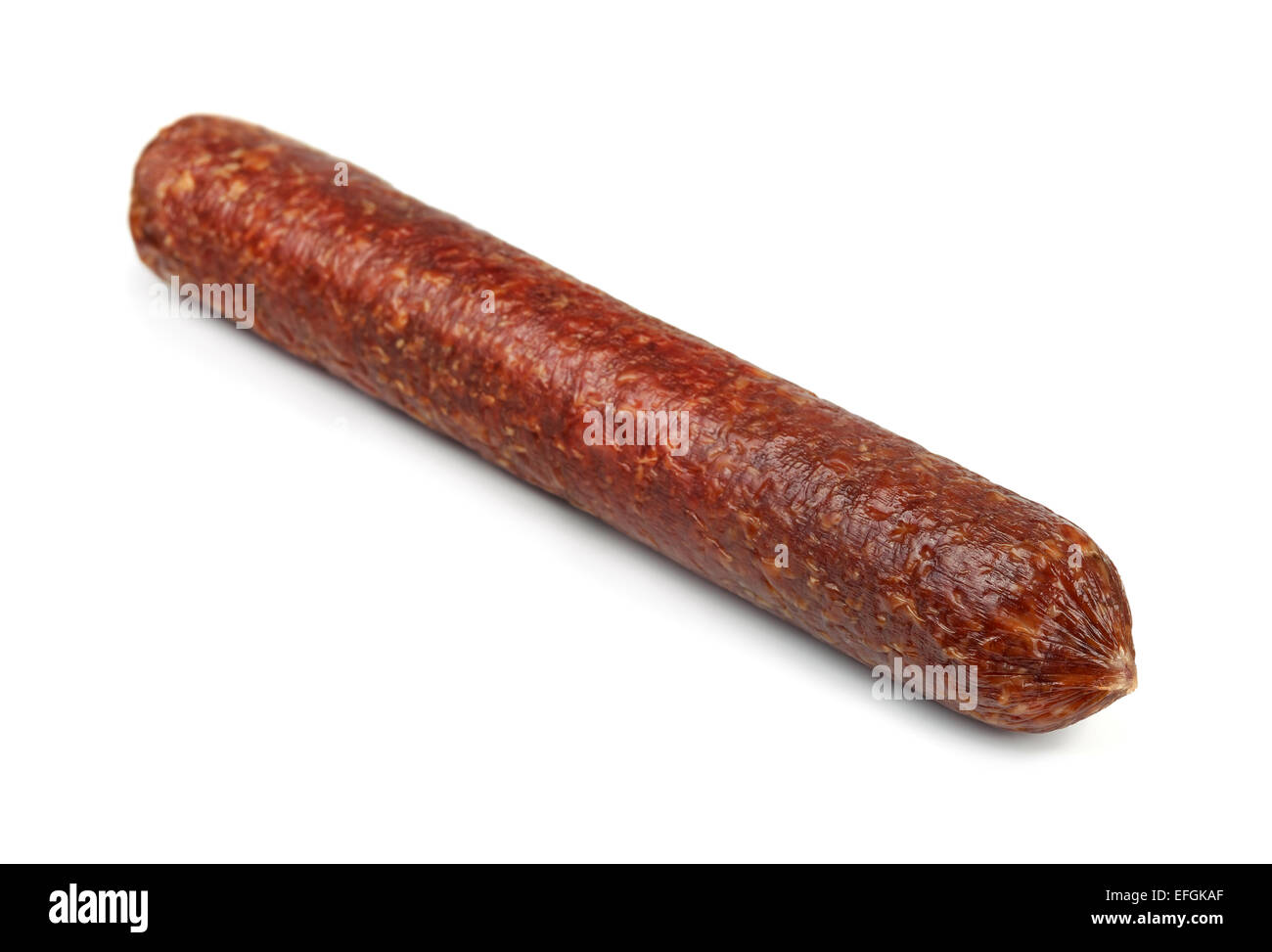 Saucisse Salami isolated on white Banque D'Images