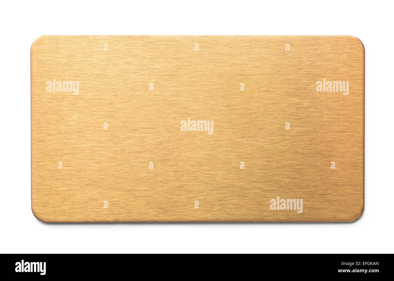 Plaque en métal brossé doré isolated on white Banque D'Images