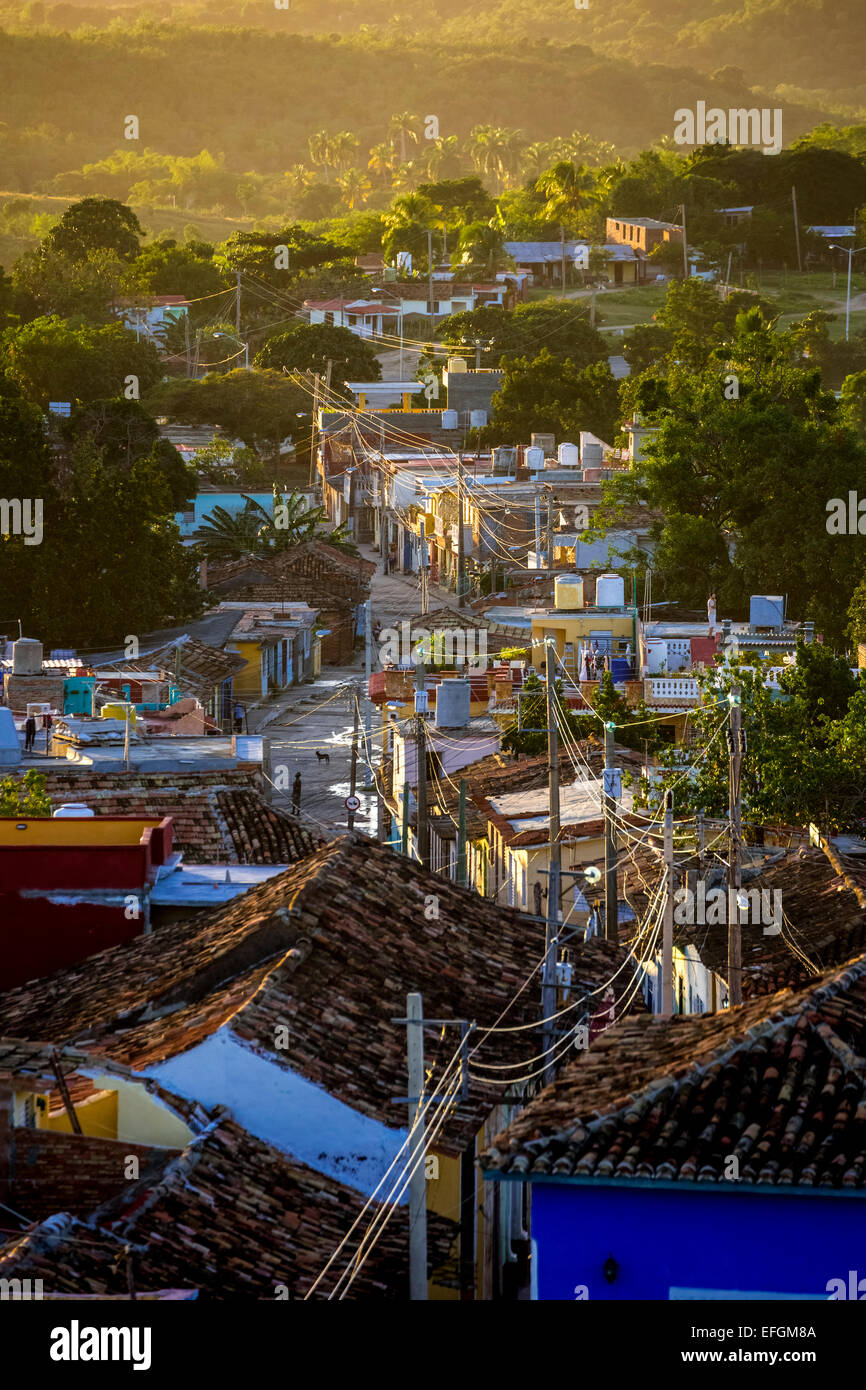 Vue depuis le clocher de l'église Convento de San Francisco de Asis sur la ville, Trinidad, Cuba Banque D'Images