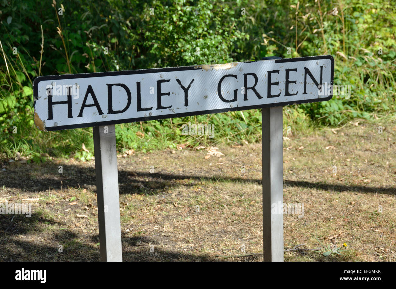 Plaque de rue vert Hadley, Barnet, London, UK. Banque D'Images