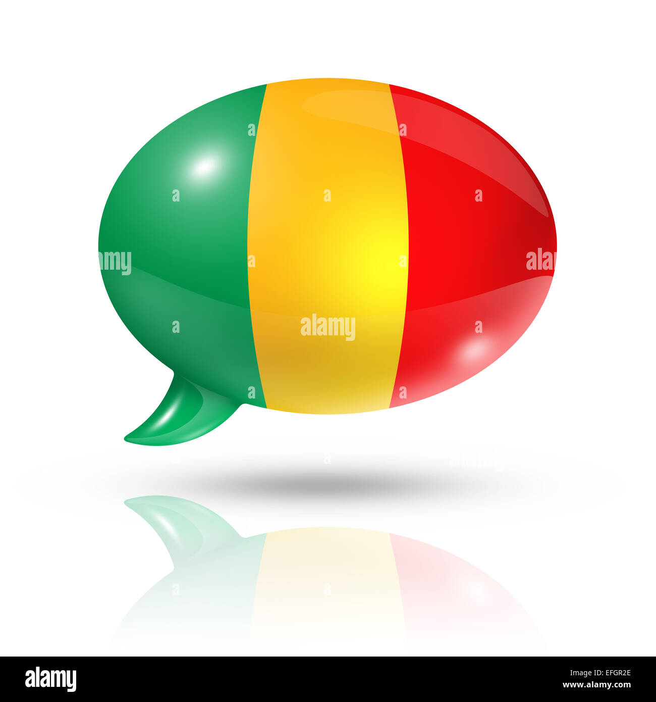 Trois dimensions Mali drapeau dans un speech bubble isolated on white with clipping path Banque D'Images