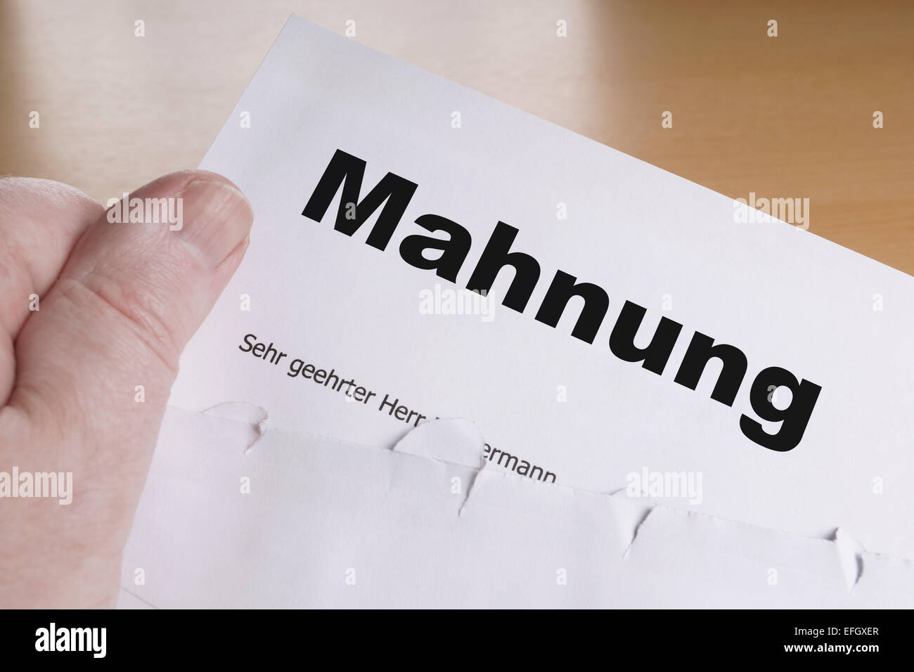Mahnung Banque D'Images