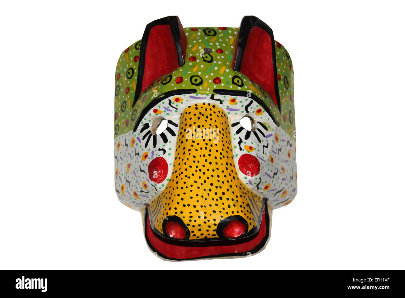 Masque Animal en bois artisanal maya Banque D'Images