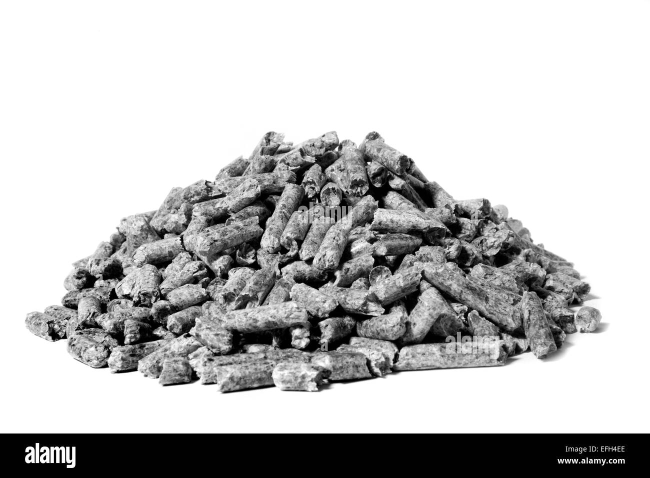 Pile de bois de chauffage, biomasse combustible noir blanc ad Banque D'Images
