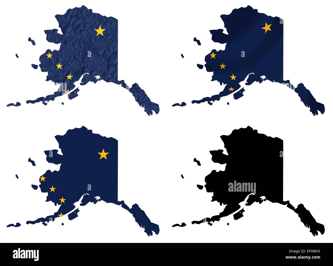 Drapeau de l'état de l'Alaska nous sur la carte Banque D'Images