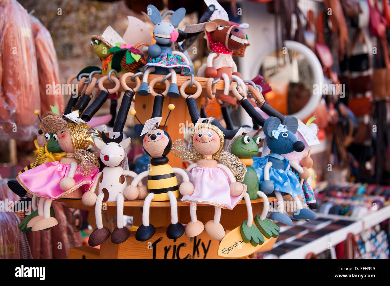 Les jouets en bois à Nerja Espagne Banque D'Images