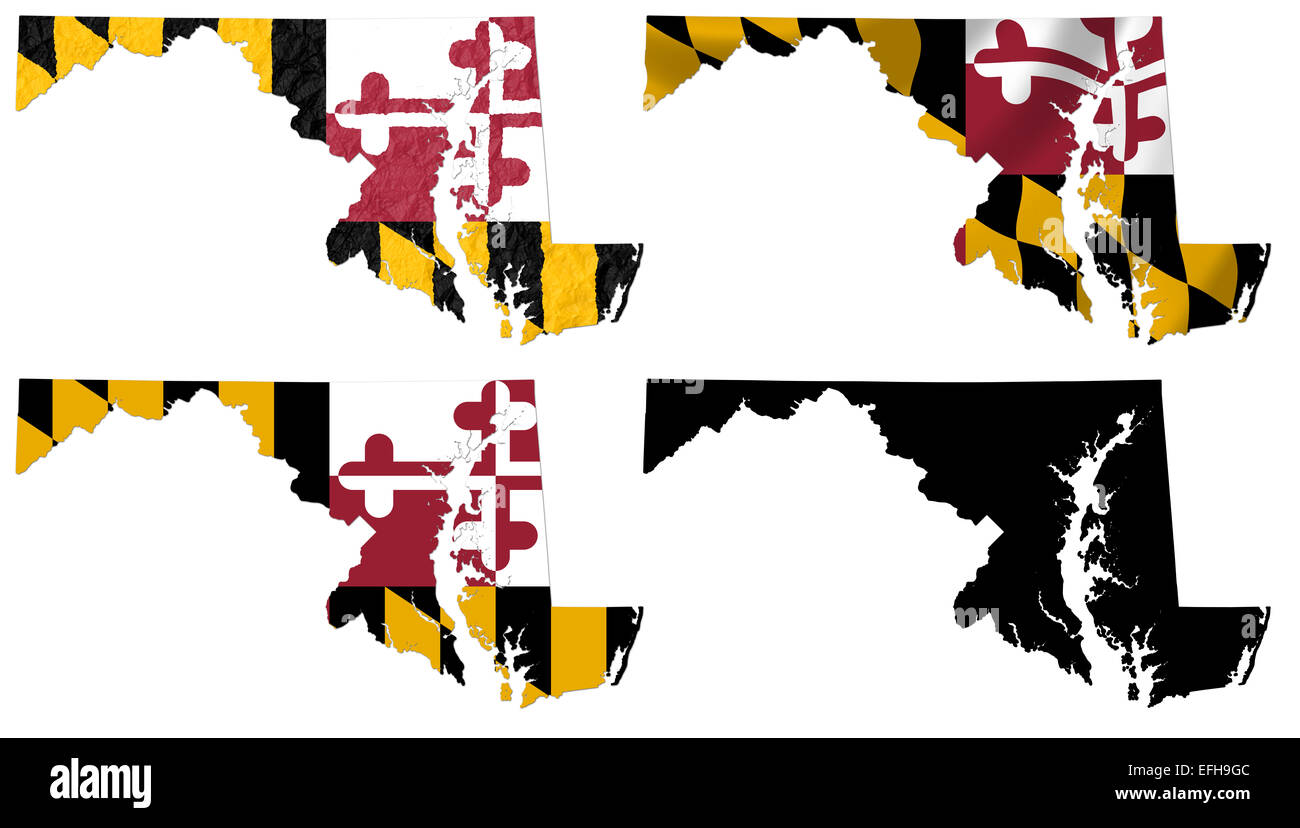 US Maryland State flag sur la carte Banque D'Images
