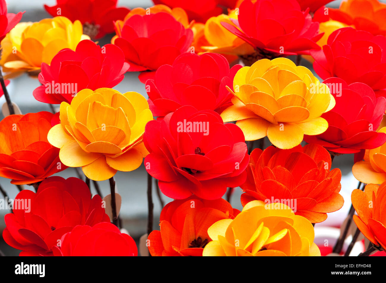 Fleurs en bois fabriqués à partir de Banque D'Images