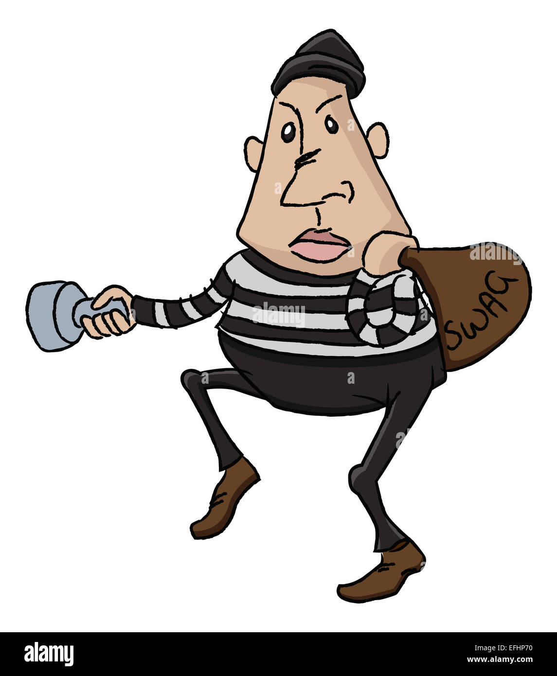 Une illustration d'un dessin de voleur ou d'un cambrioleur tenant un flambeau ou lampe de Banque D'Images