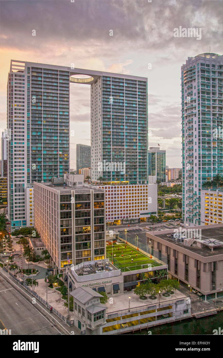 Vue sur le centre-ville de Miami, Miami, Floride, USA Banque D'Images