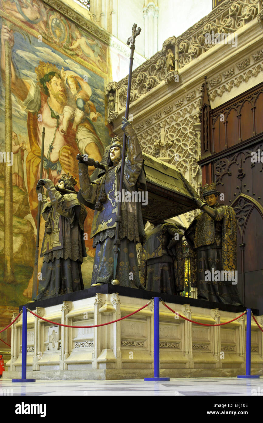 Tombeau de Christophe Colomb dans la Cathédrale de Séville Banque D'Images