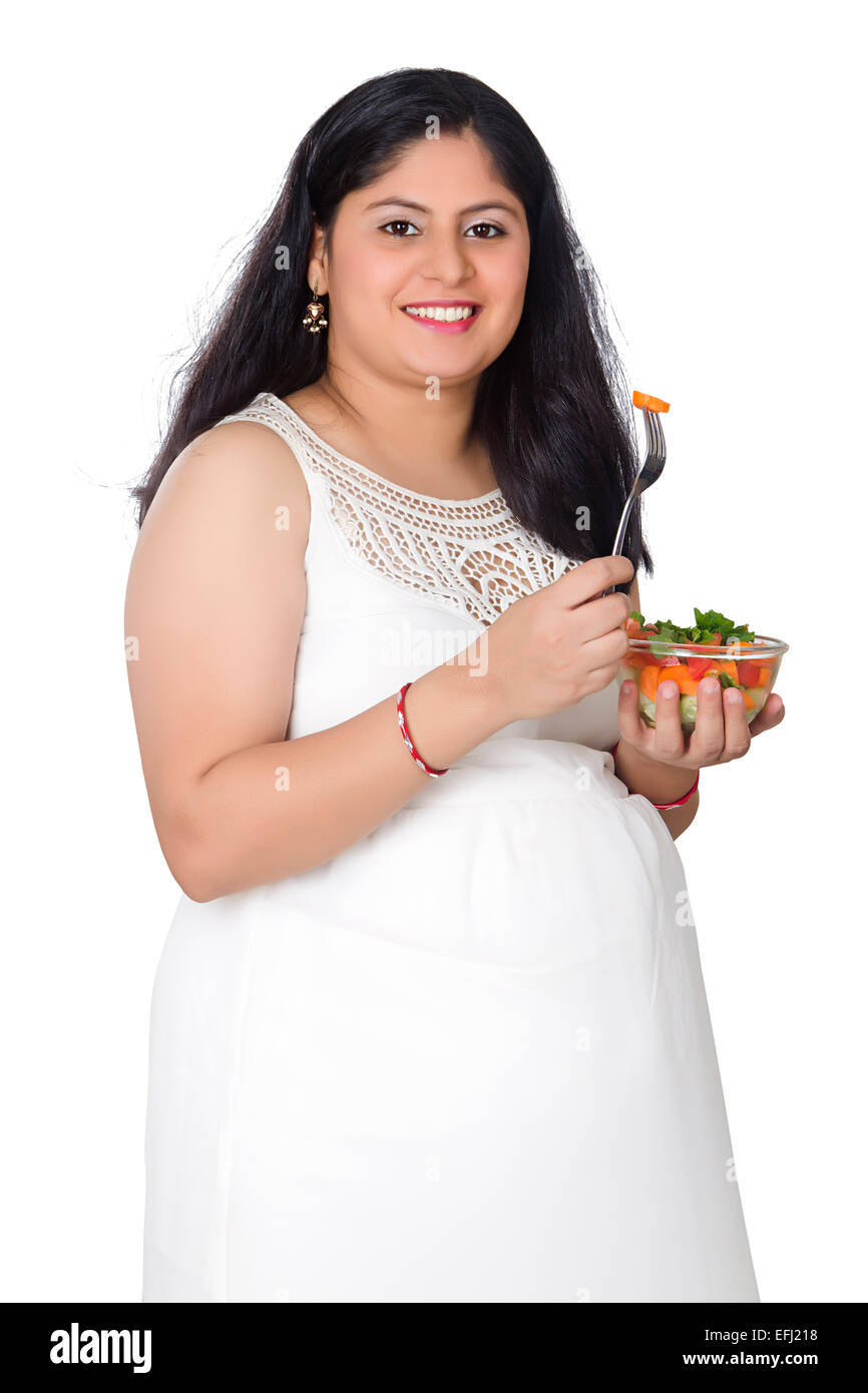 1 Grossesse femme indienne Salade Alimentation saine Régime Banque D'Images