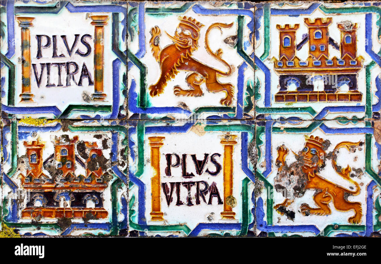Les carreaux de céramique ancienne dans l'Alcazar de Séville, Banque D'Images