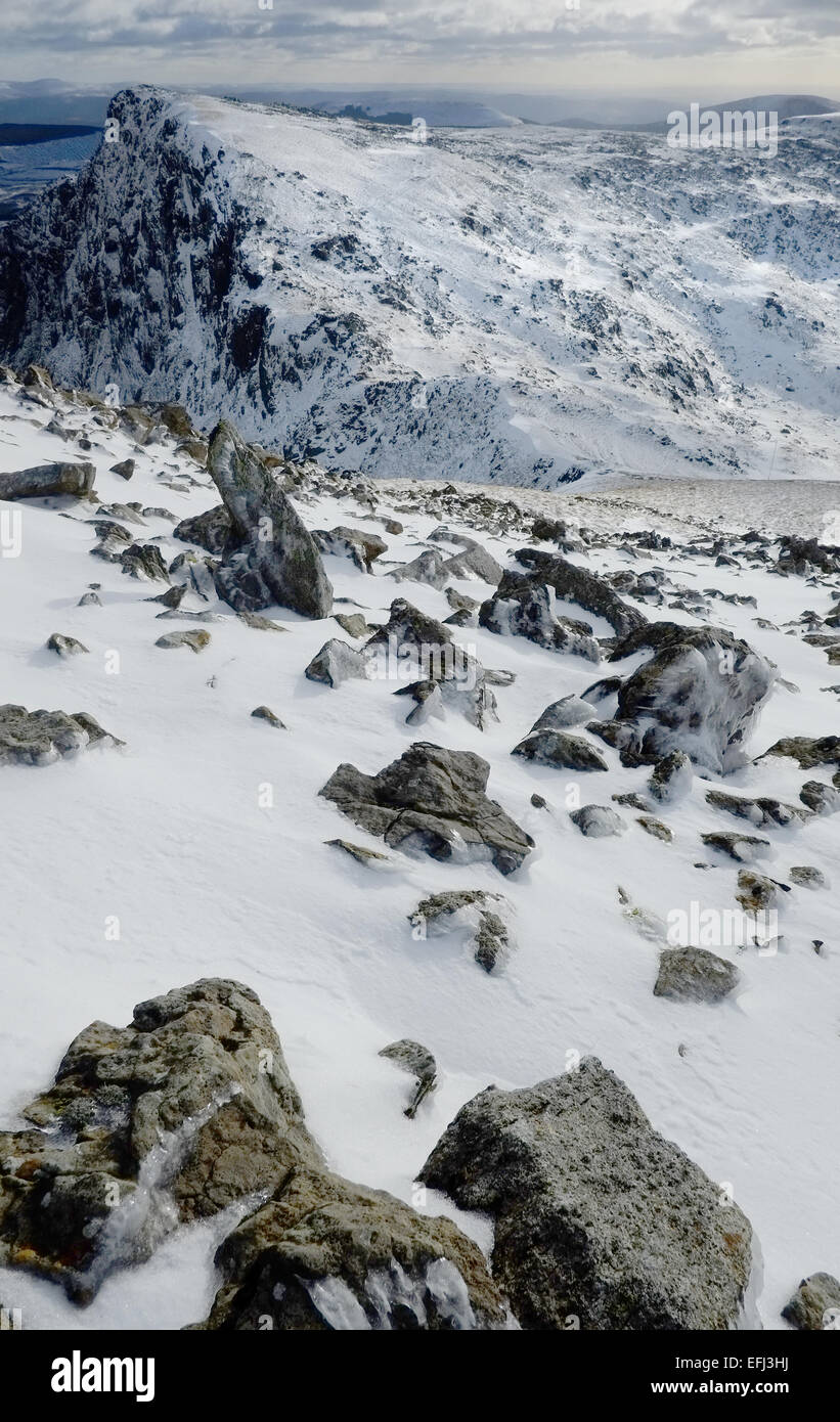 Cadair Idris en hiver avec de la neige Banque D'Images
