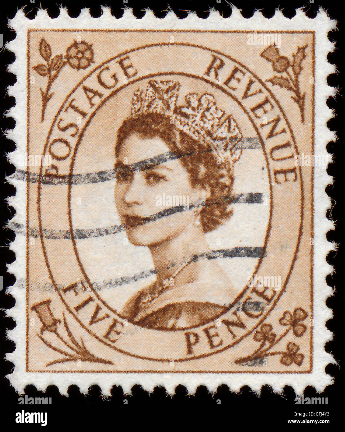 Royaume Uni Vers 1952 A 1965 Cinq Pence Anglais Un Timbre Poste Utilise Brun Montrant Portrait De La Reine Elizabeth 2nd Cir Photo Stock Alamy Royaume Uni Vers 1952 A 1965 Cinq Pence Anglais Un Timbre Poste Utilise Brun Montrant Portrait De La Reine Elizabeth 2nd Cir Photo Stock Alamy