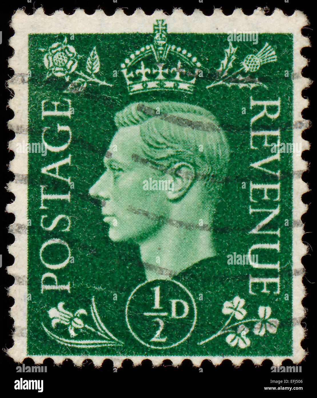 UK - circa 1950 : timbre imprimé au Royaume-Uni montre l'image de George VI (Albert Frederick Arthur George) était le roi des ROI Banque D'Images