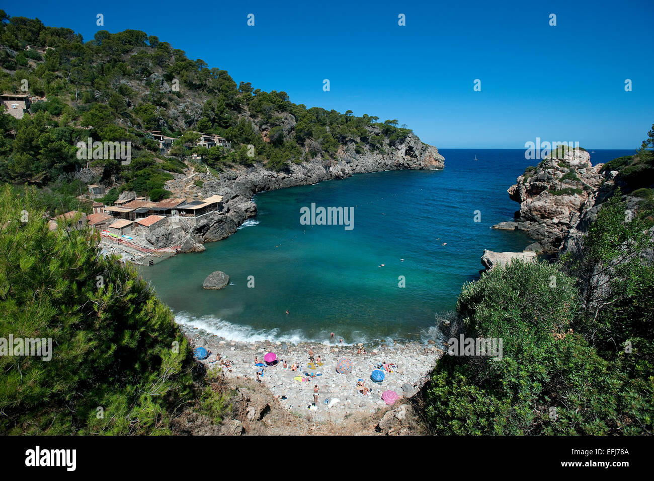 Plage, Deia, Mallorca, Baleares, Espagne Banque D'Images