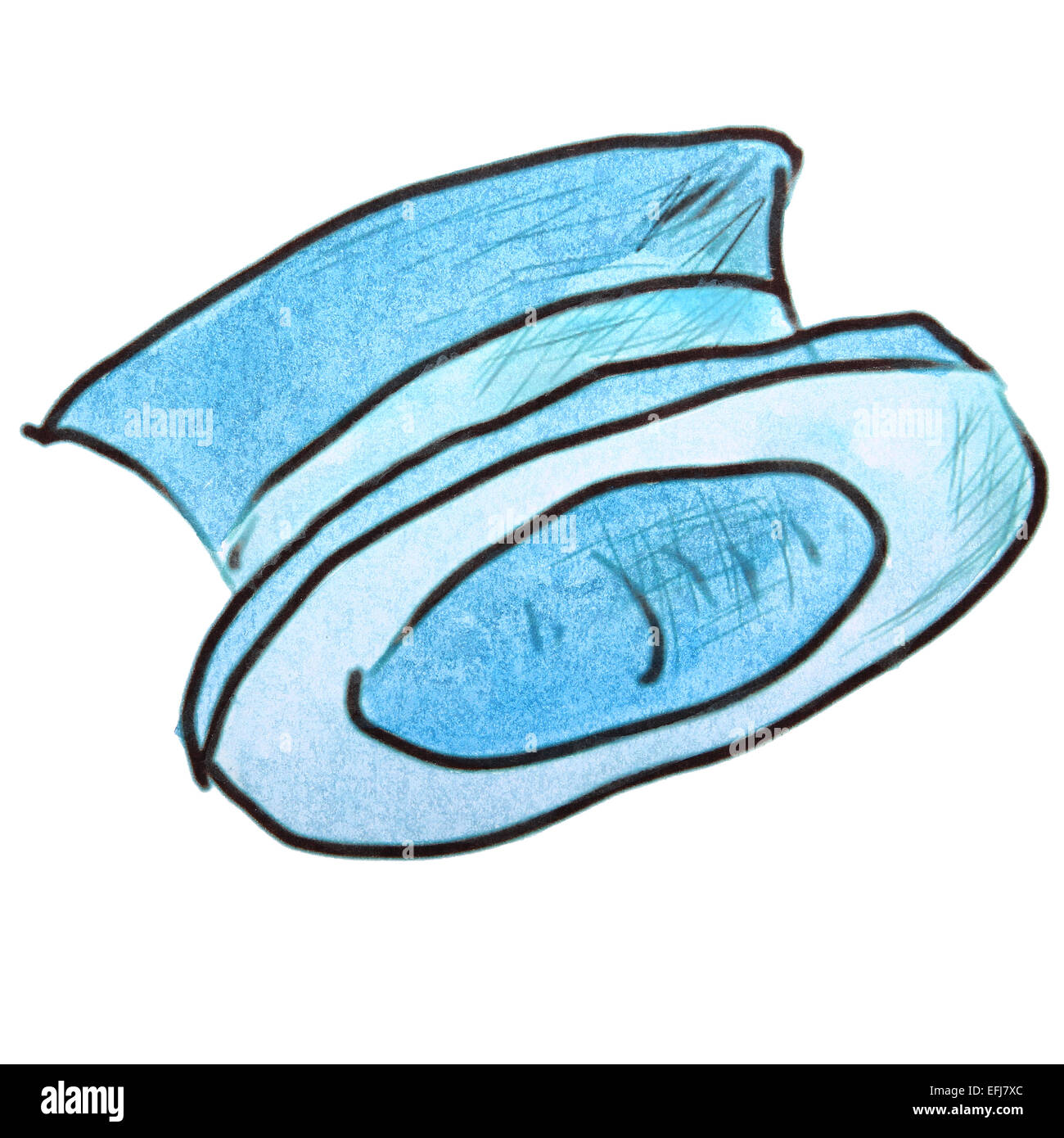 Aquarelle hat light blue personnage, isolé sur fond blanc Banque D'Images