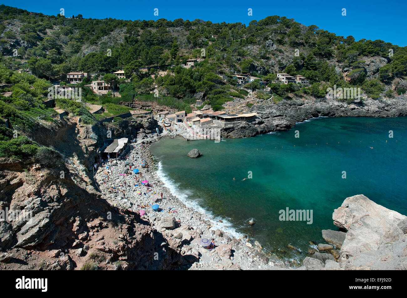 Plage, Deia, Mallorca, Baleares, Espagne Banque D'Images