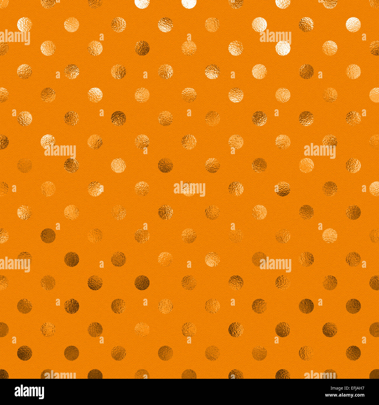 Feuille métallique orange motif à pois Swiss Dots papier texture fond couleur Banque D'Images