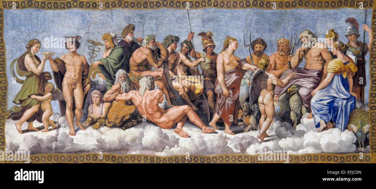 Les dieux de l'Olympe par l'école de Raphaël Banque D'Images