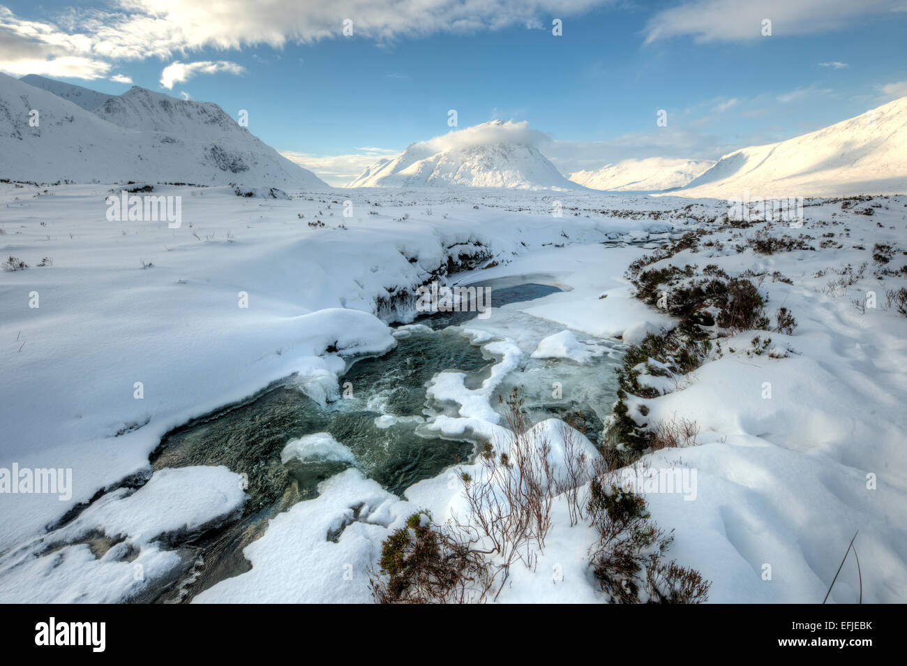 Vue d'hiver de Buachaille Etive Mhor, Glencoe, Highlands Banque D'Images