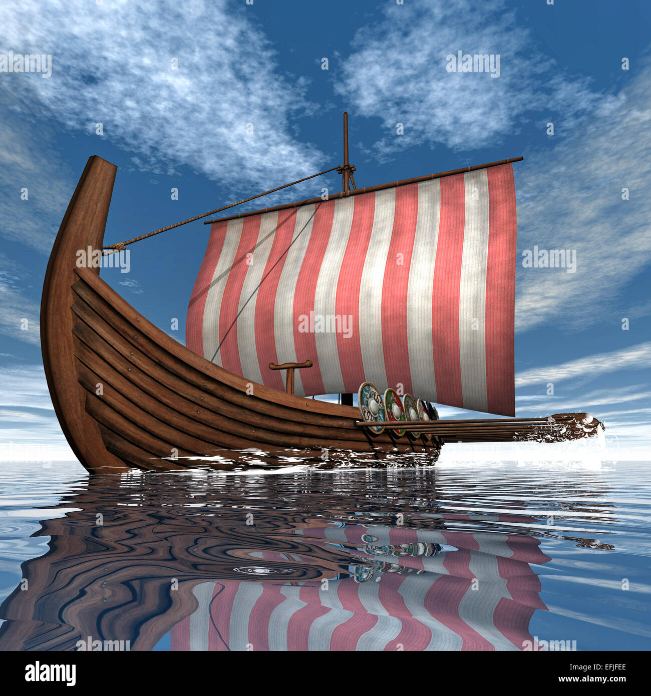Drekar Viking Ship Navigation dans l'océan. Banque D'Images