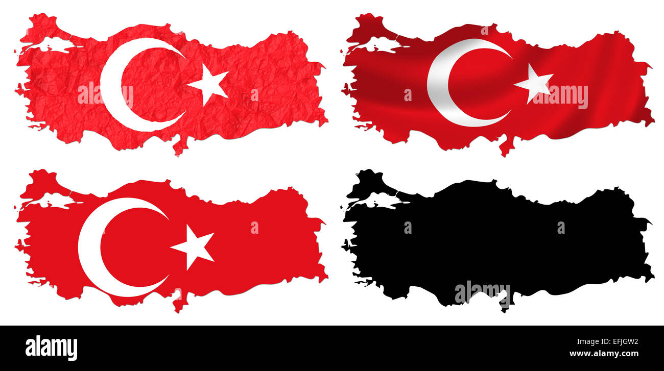 Drapeau de la Turquie sur la carte Banque D'Images