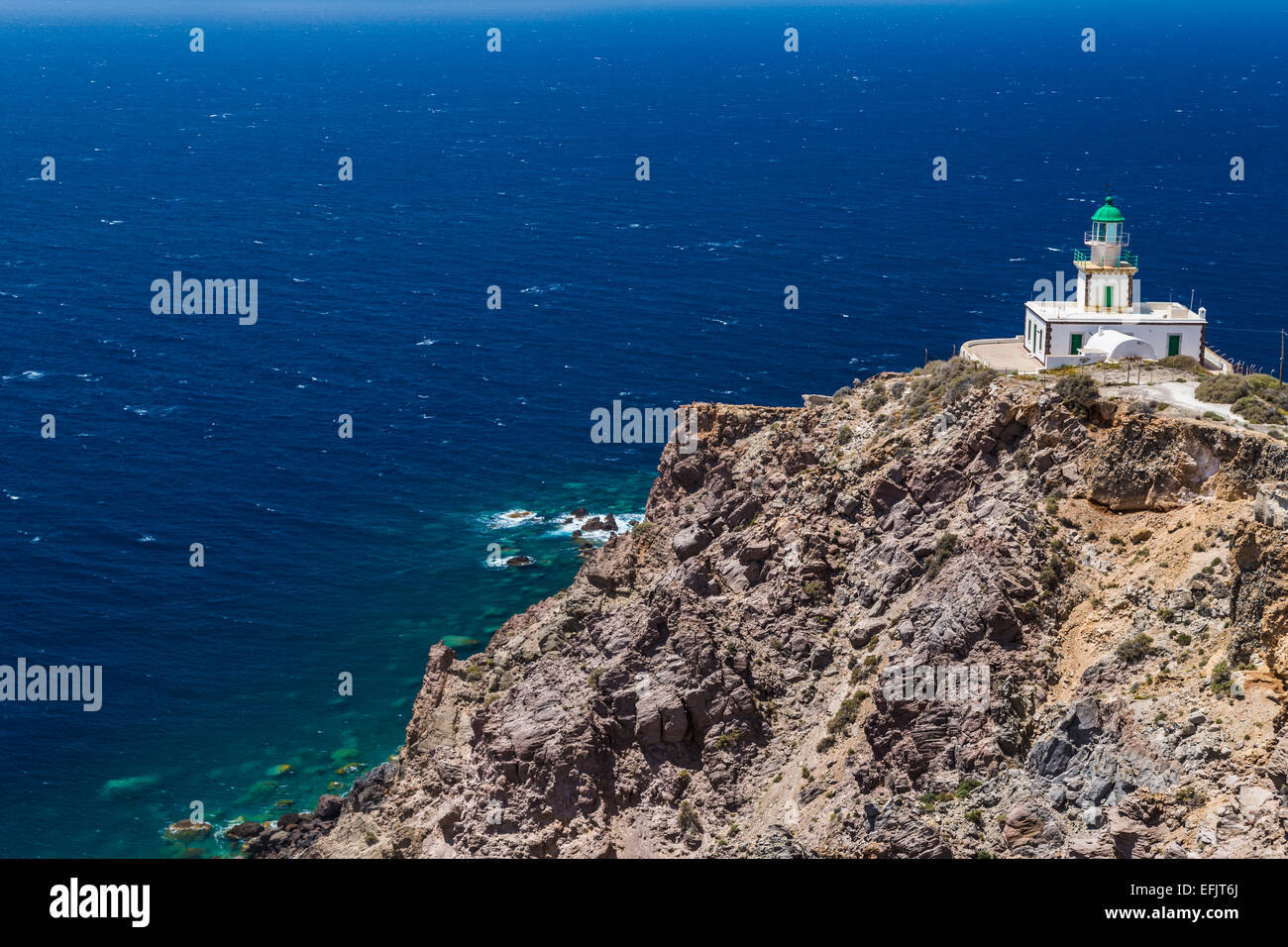 Le phare de Santorini, Cyclades, Grèce Banque D'Images