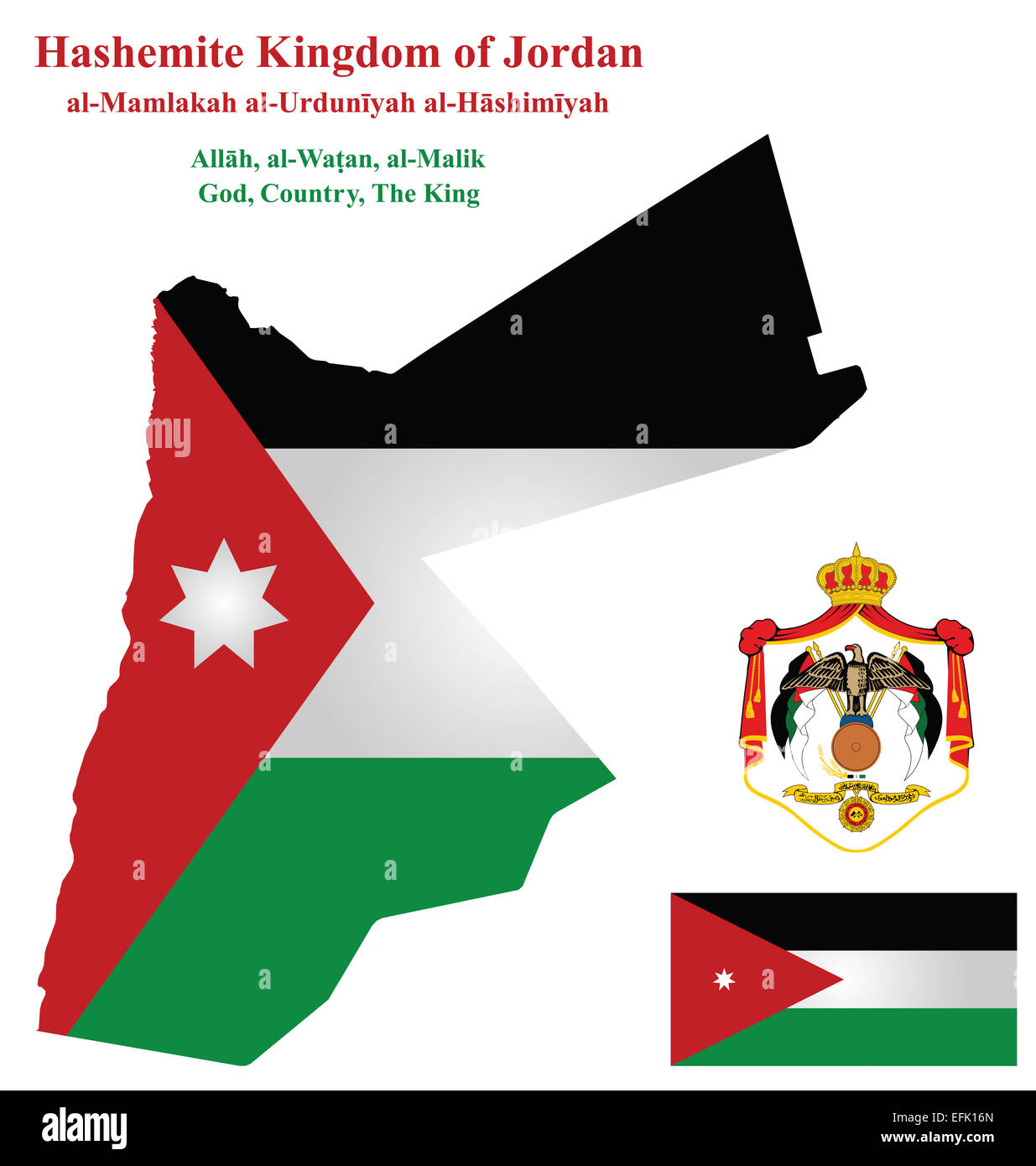 Drapeau et armoiries du Royaume hachémite de Jordanie Photo Stock Alamy