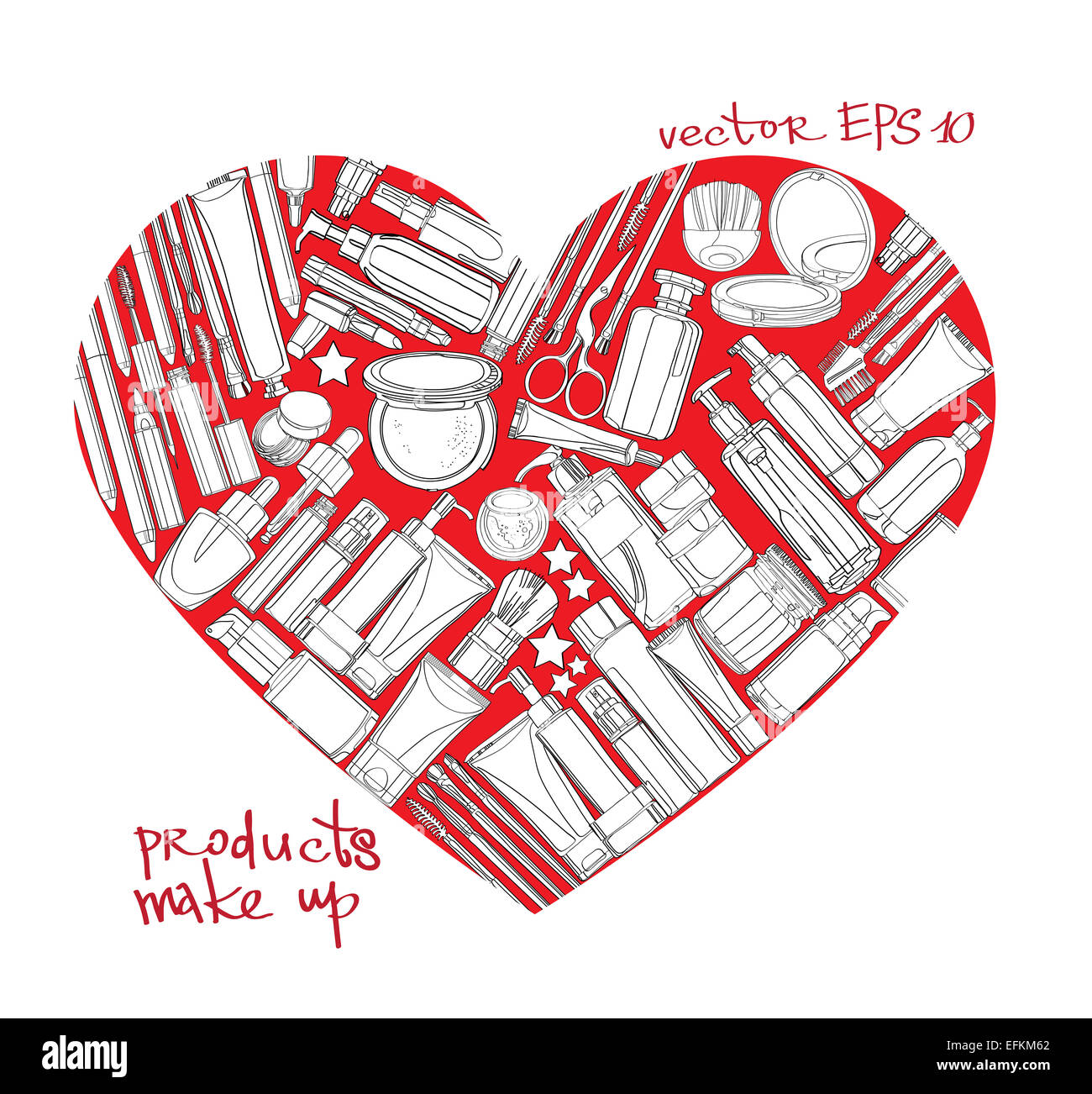 Cosmétique de la série sous la forme de coeur Banque D'Images