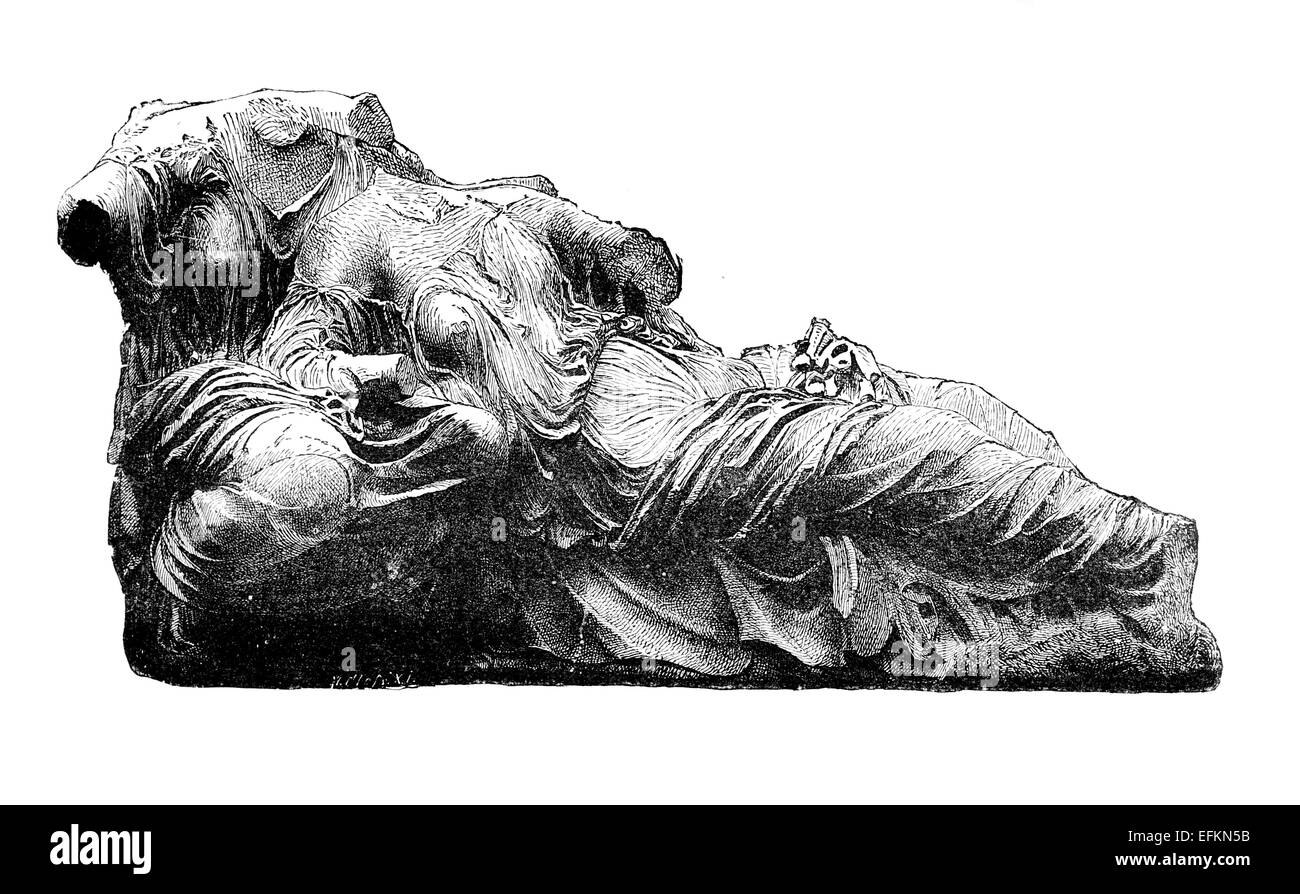 La gravure de l'époque victorienne de la frise du Parthénon, à Athènes. Image restaurée numériquement à partir d'un milieu du xixe siècle l'encyclopédie. Banque D'Images