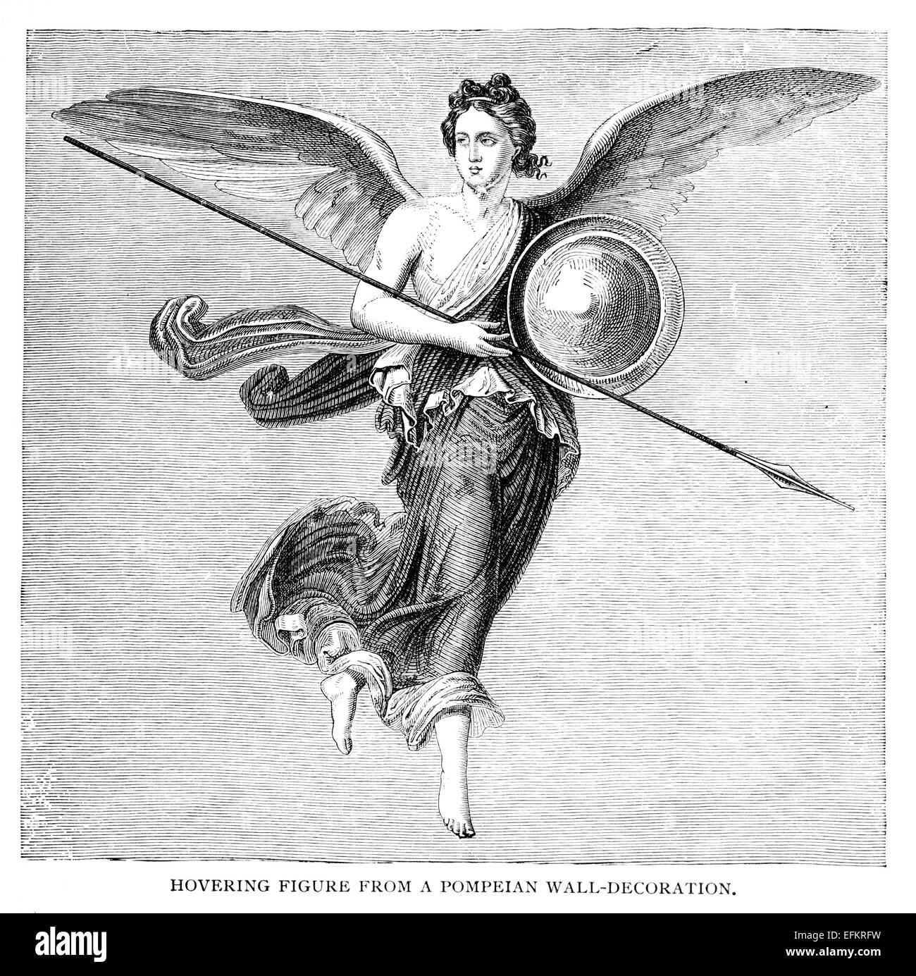 La gravure de l'époque victorienne d'une fresque de Pompéi. Image restaurée numériquement à partir d'un milieu du xixe siècle l'encyclopédie. Banque D'Images