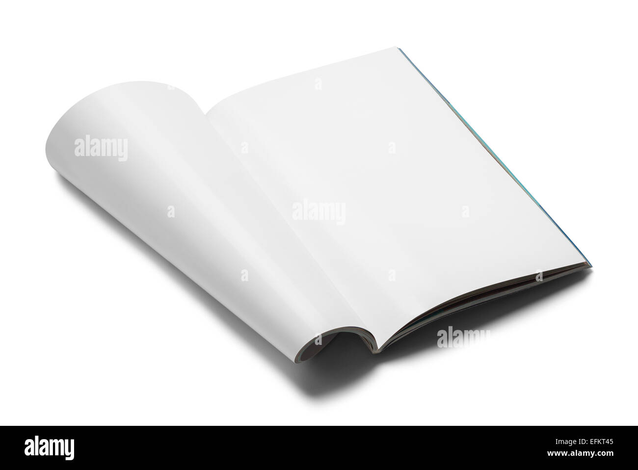 White Magazine avec copie à la verticale de l'espace isolé sur fond blanc. Banque D'Images