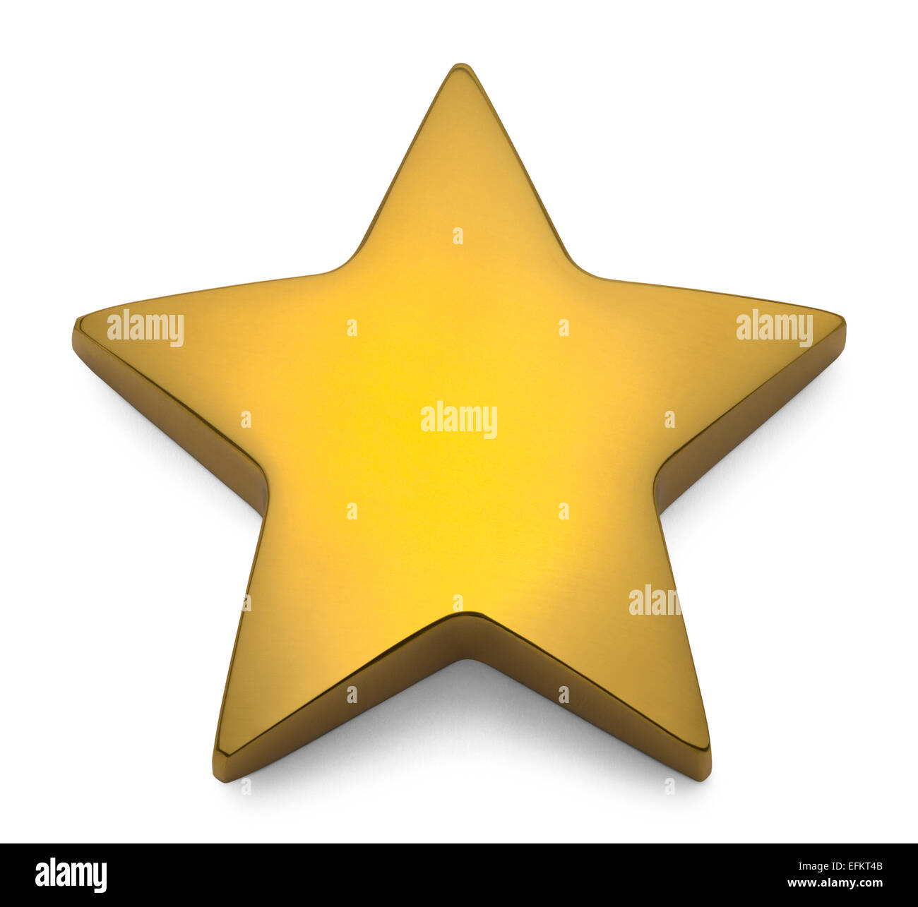 Shiny Reflective Gold Star isolé sur fond blanc. Banque D'Images