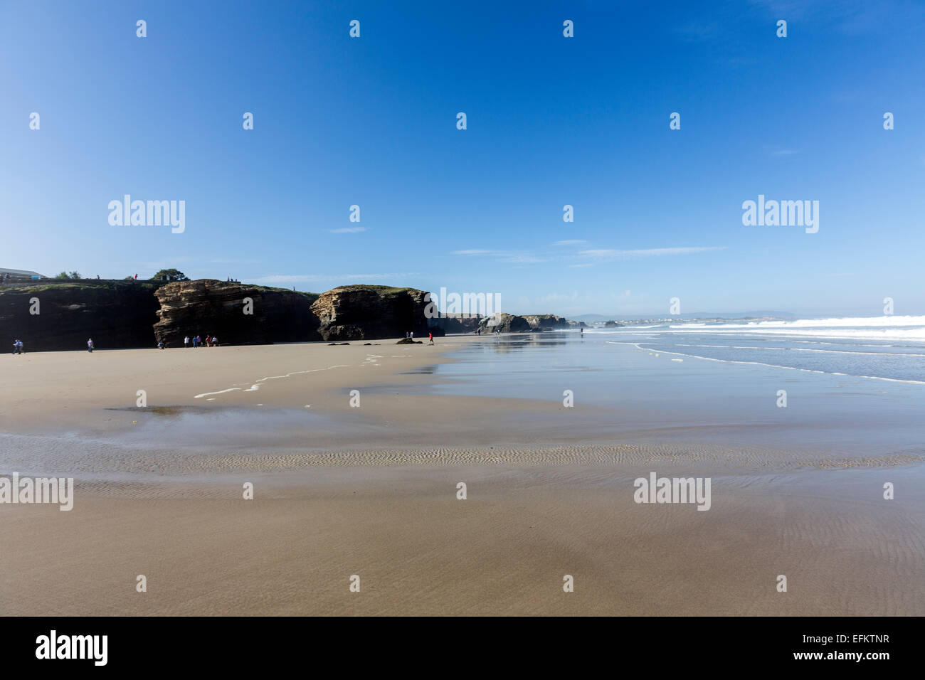 Playa de Las Catedrales, plage des Cathédrales, à marée basse, Ribadeo. La Galice Banque D'Images