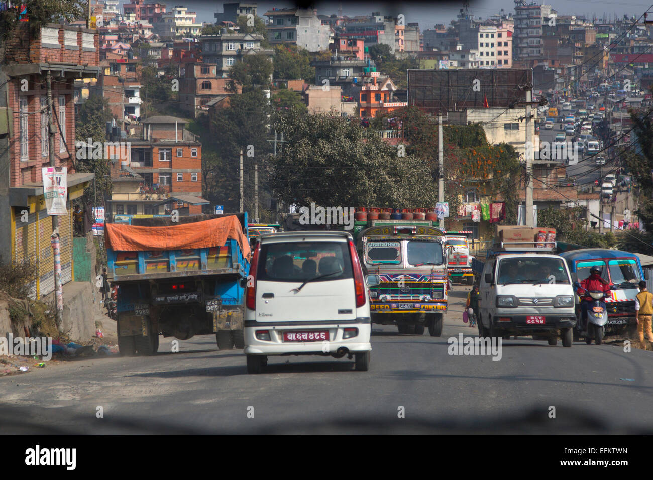 Route principale dans la capitale du Népal Katmandou Banque D'Images