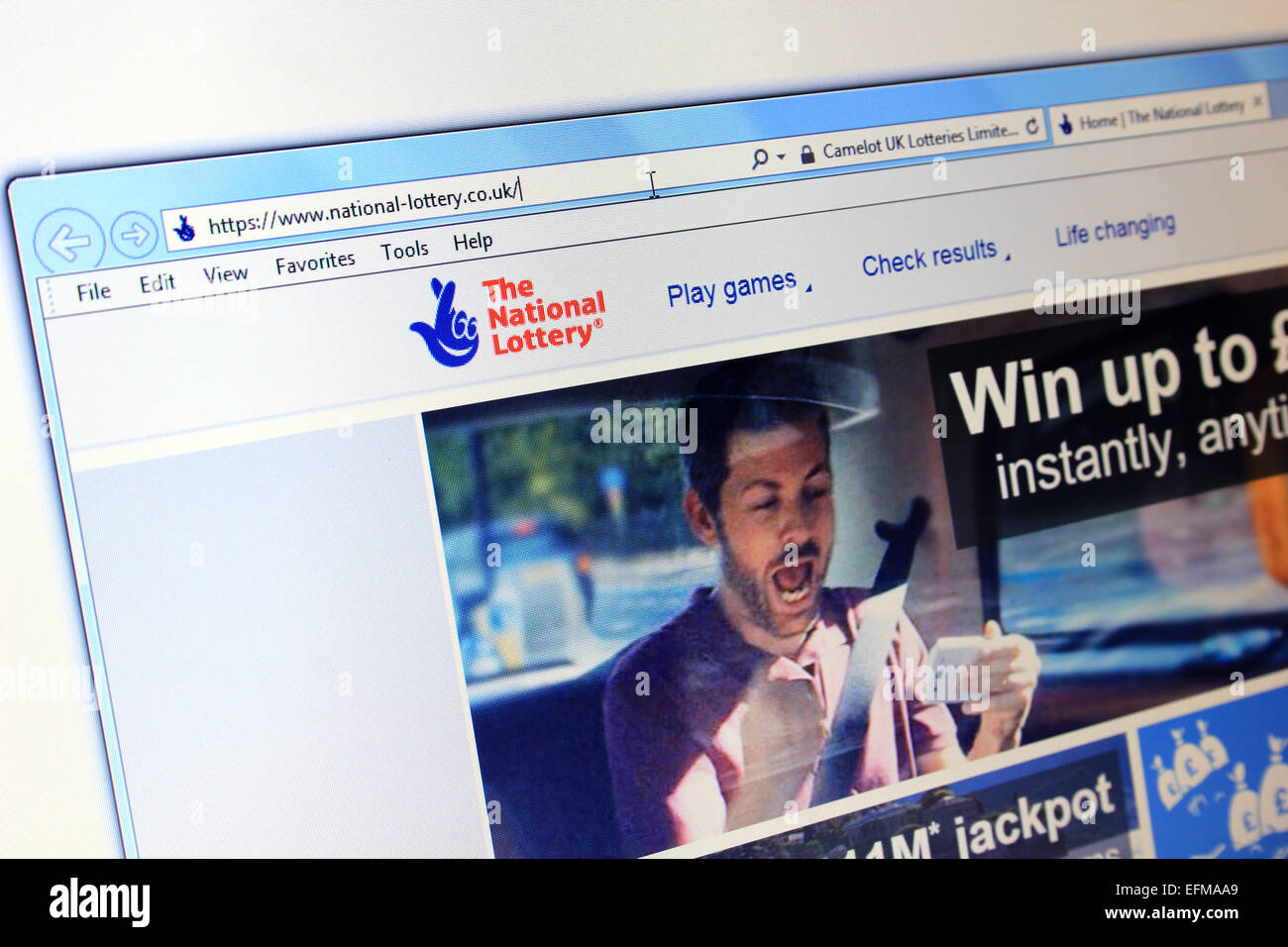 Site web de la Loterie Nationale Banque D'Images
