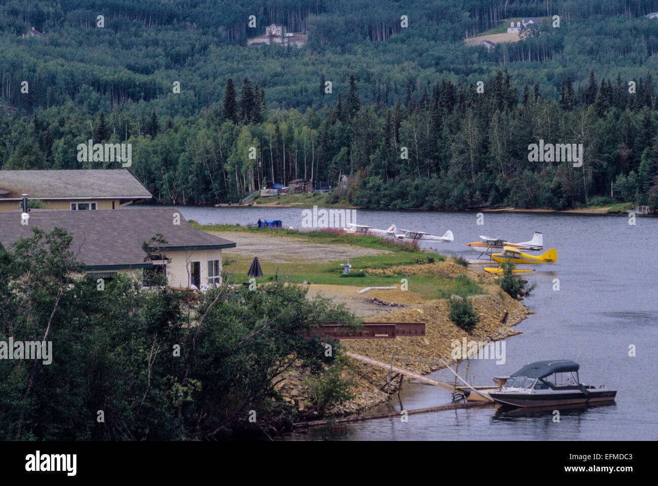 Fairbanks, Alaska, rivière Tanana. Les hydravions dans votre cour avant. Banque D'Images