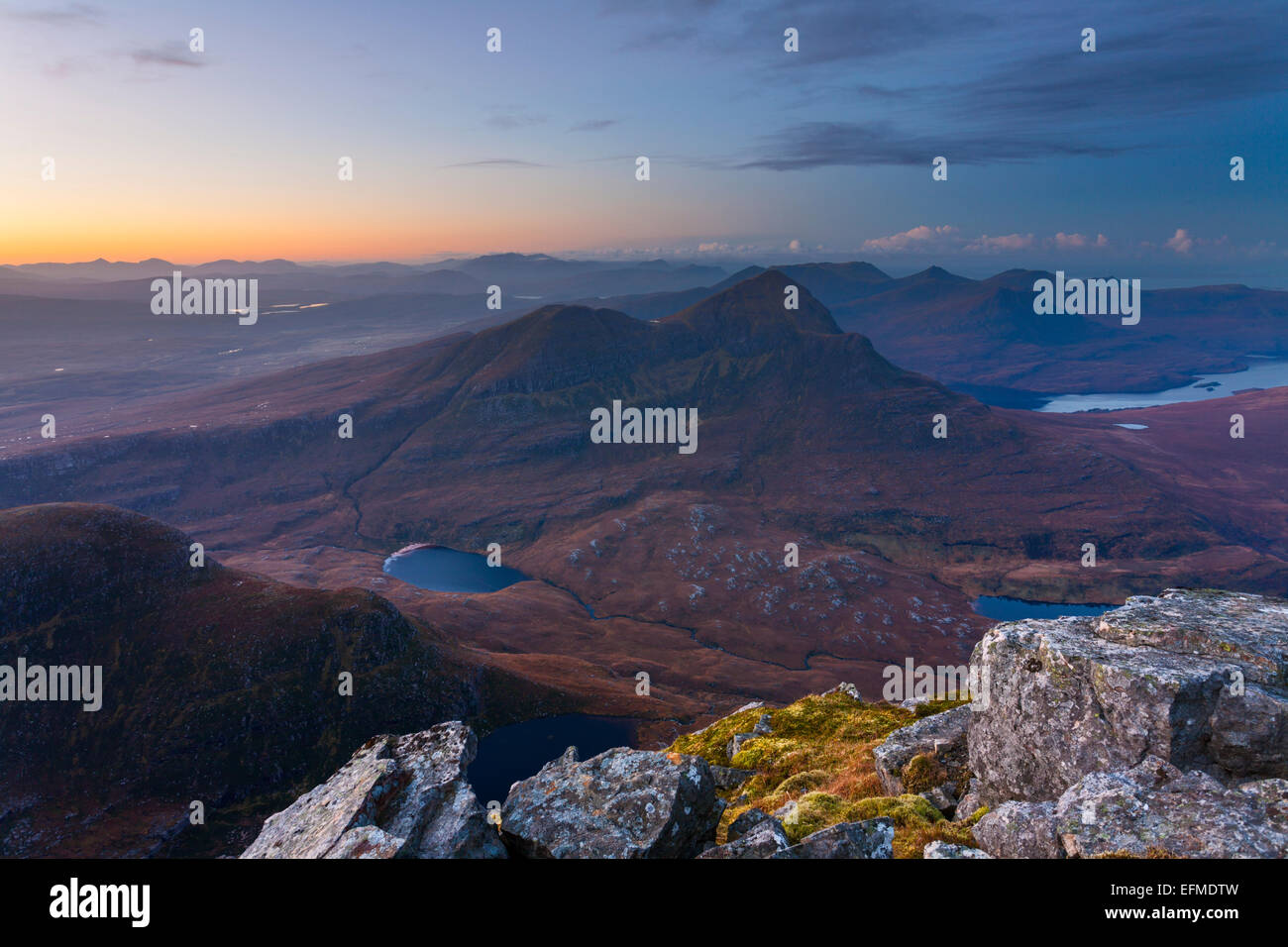 Vue sur cul Beag de cul Mor, Inverpolly Banque D'Images
