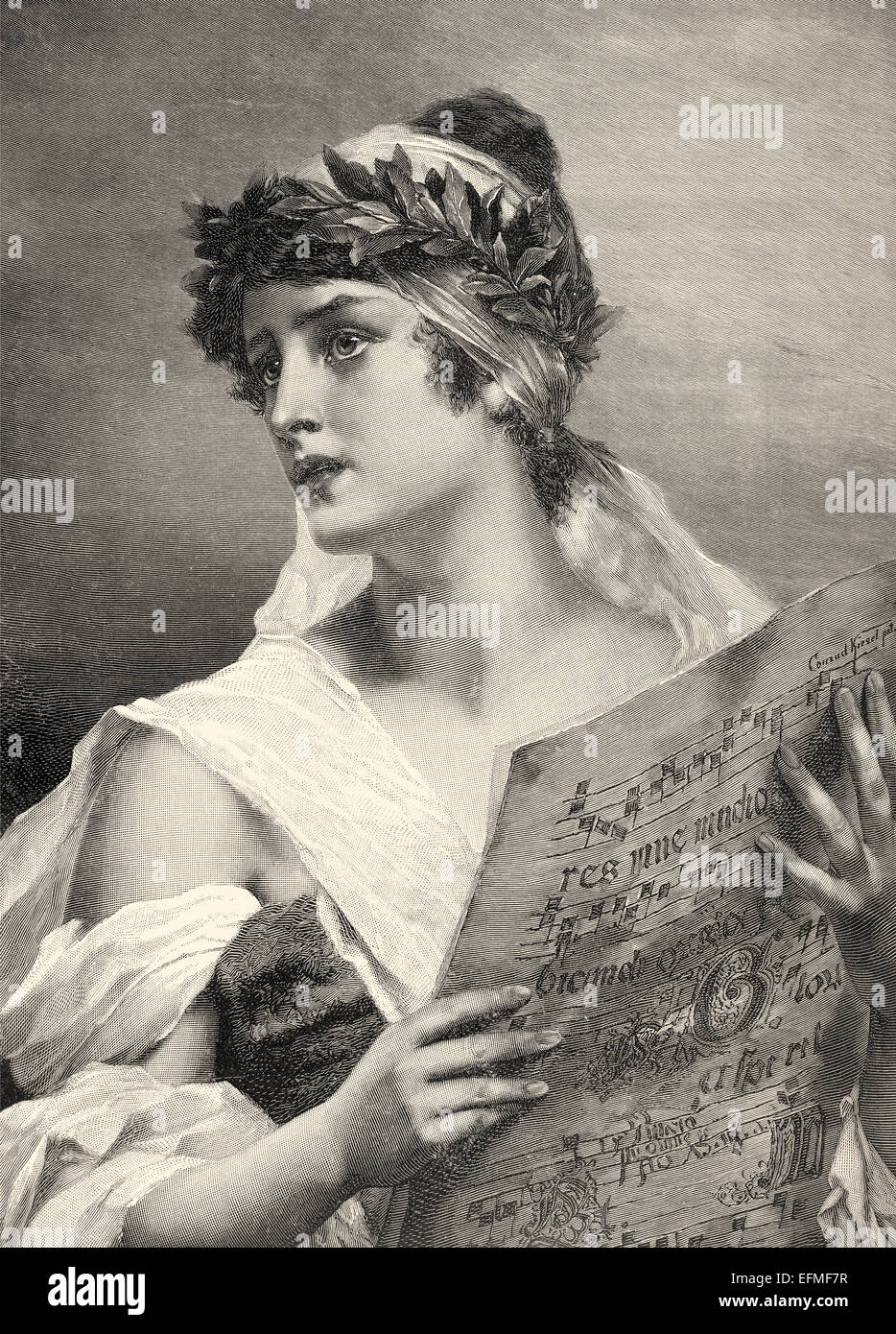 Young woman singing, 1900, après Kiesel Banque D'Images