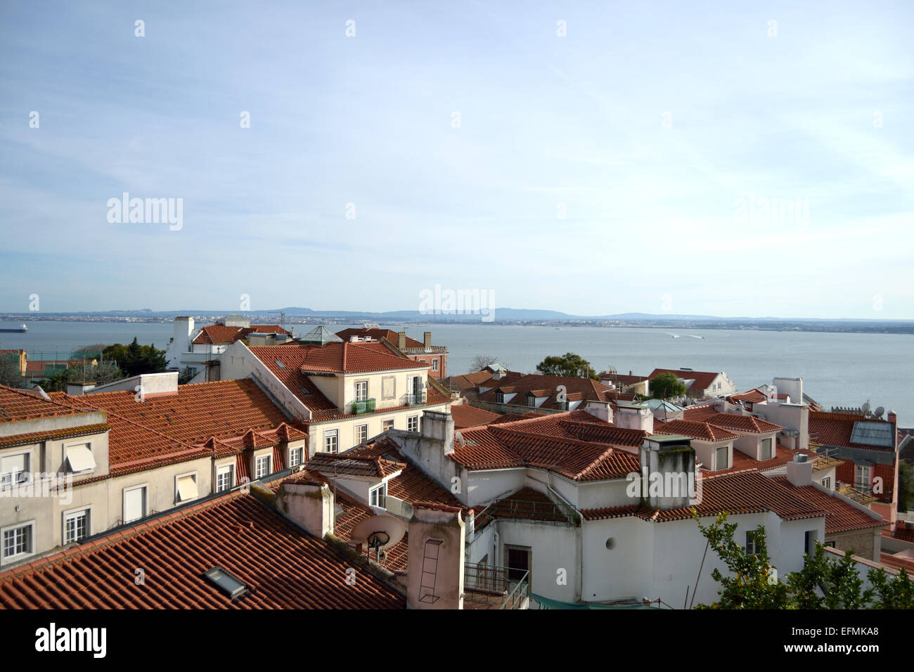 La ville de Lisbonne par la mer Banque D'Images