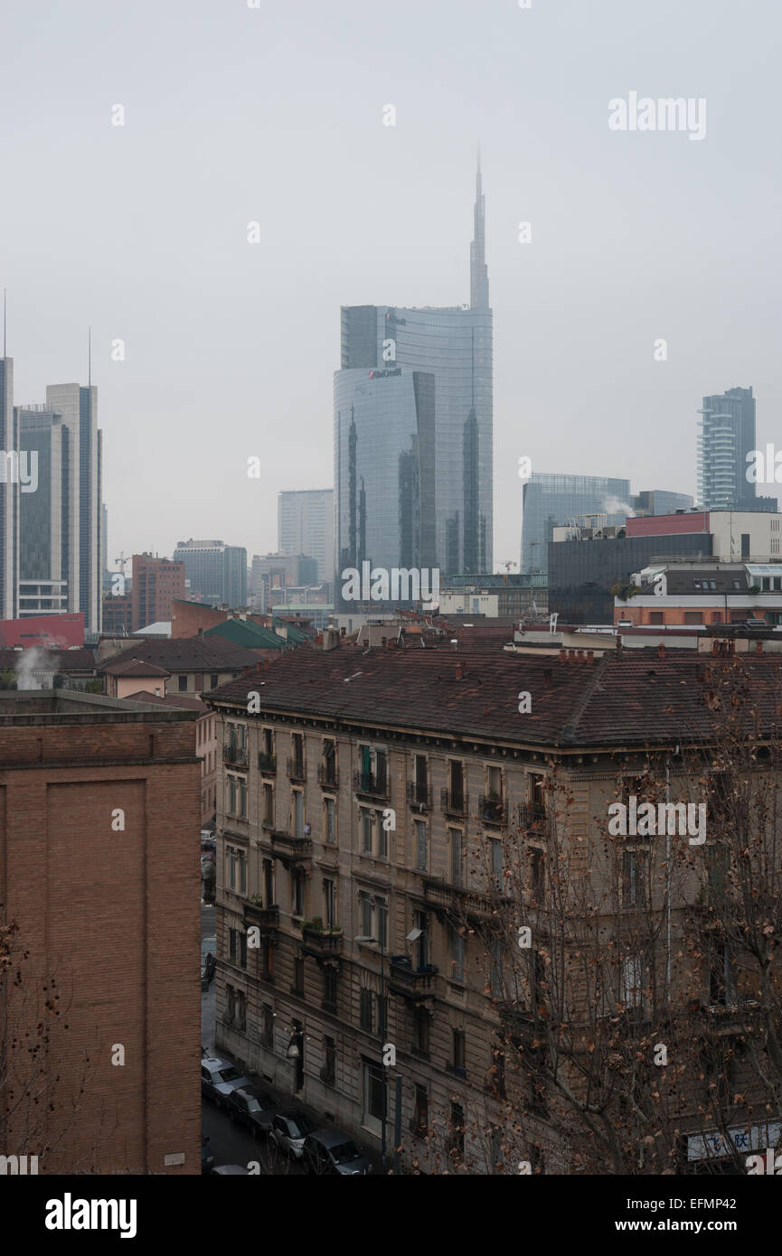 Panorama de l'ancien et le nouveau Milan, Italie Banque D'Images