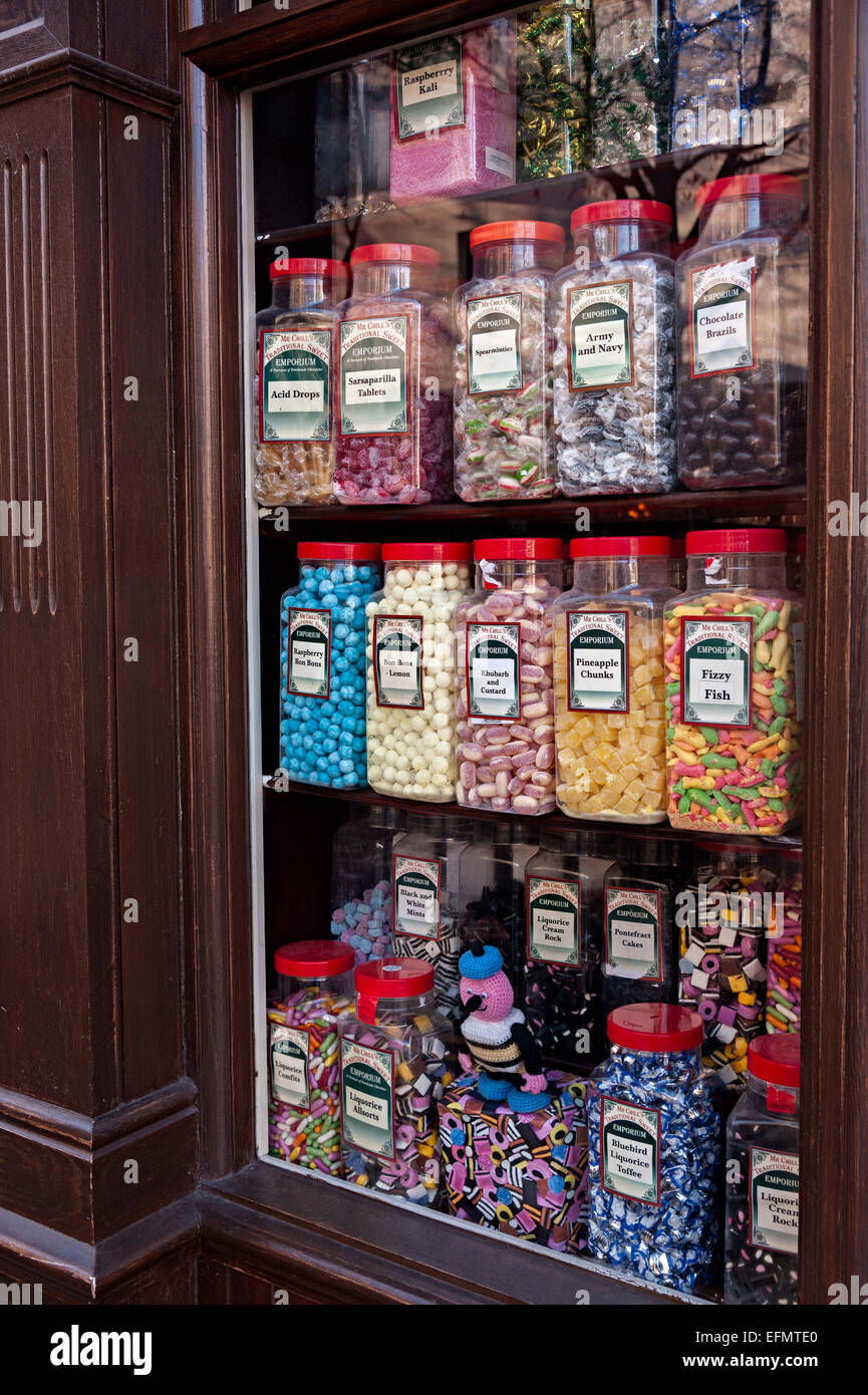 Sweet Shop window birmingham retour à dos bonbons hurst street old Victorian sweet shop Banque D'Images