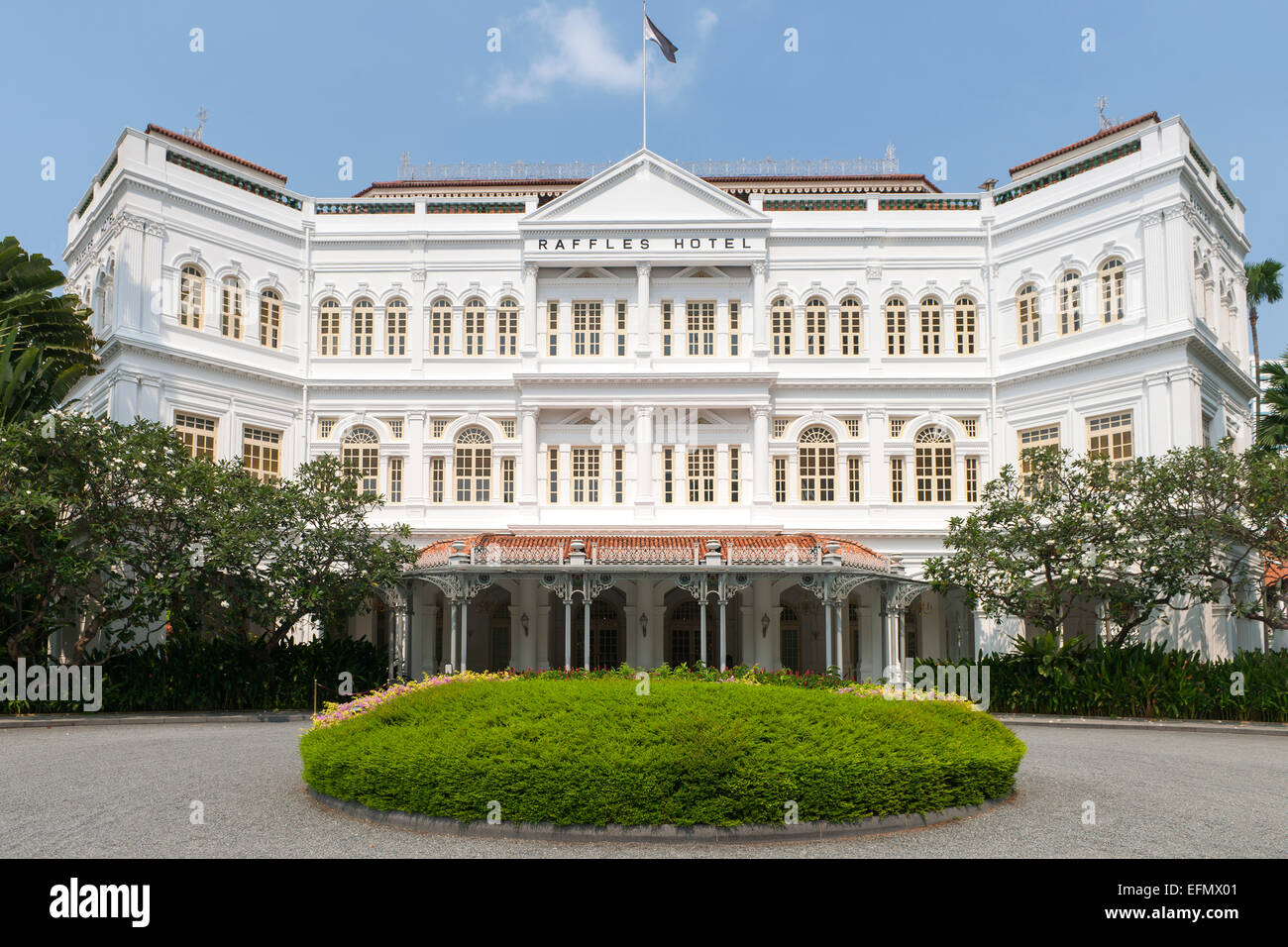 L'hôtel Raffles à Singapour. Banque D'Images