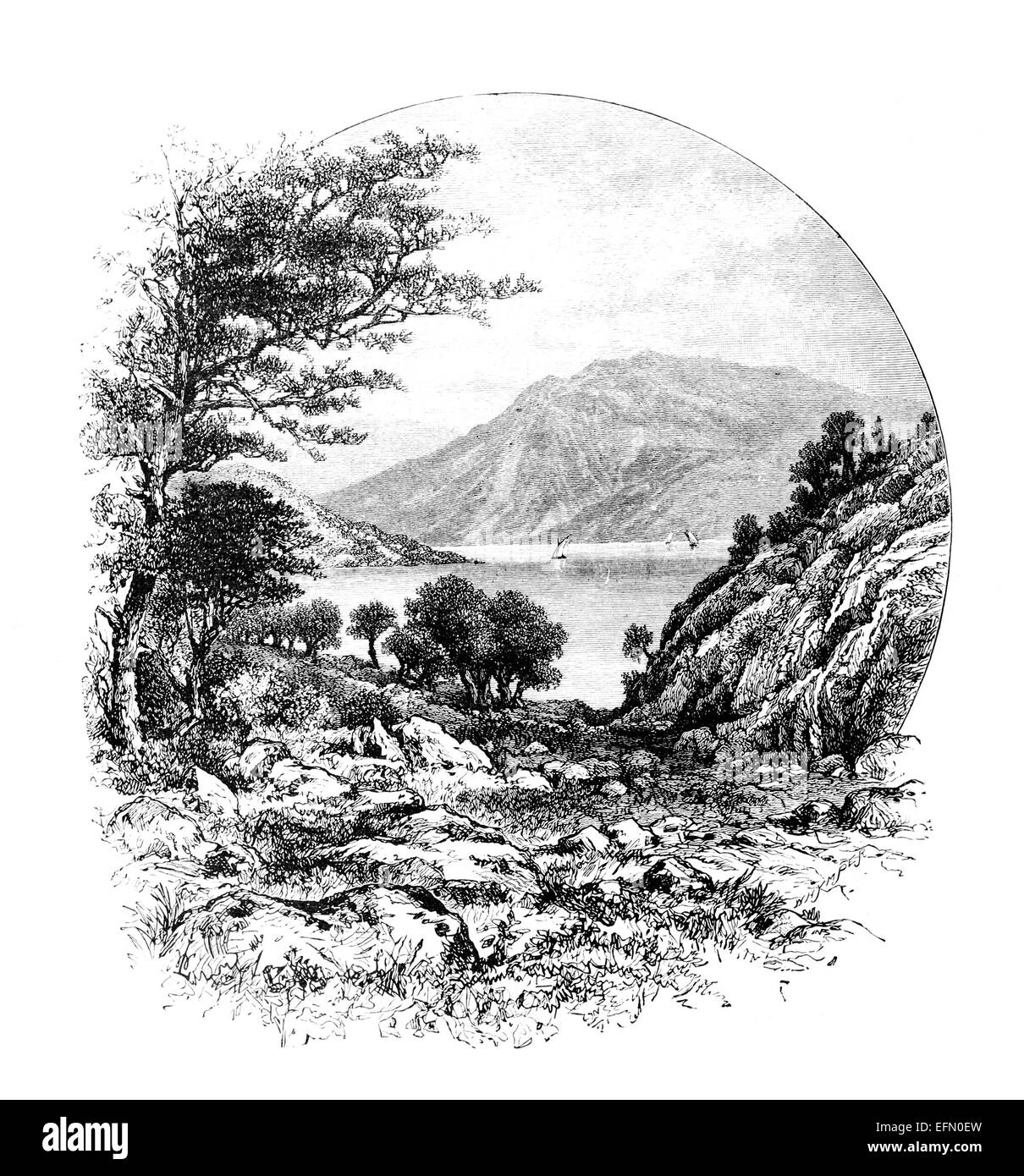 19ème siècle gravure victorienne d'un paysage grec, Grèce Banque D'Images