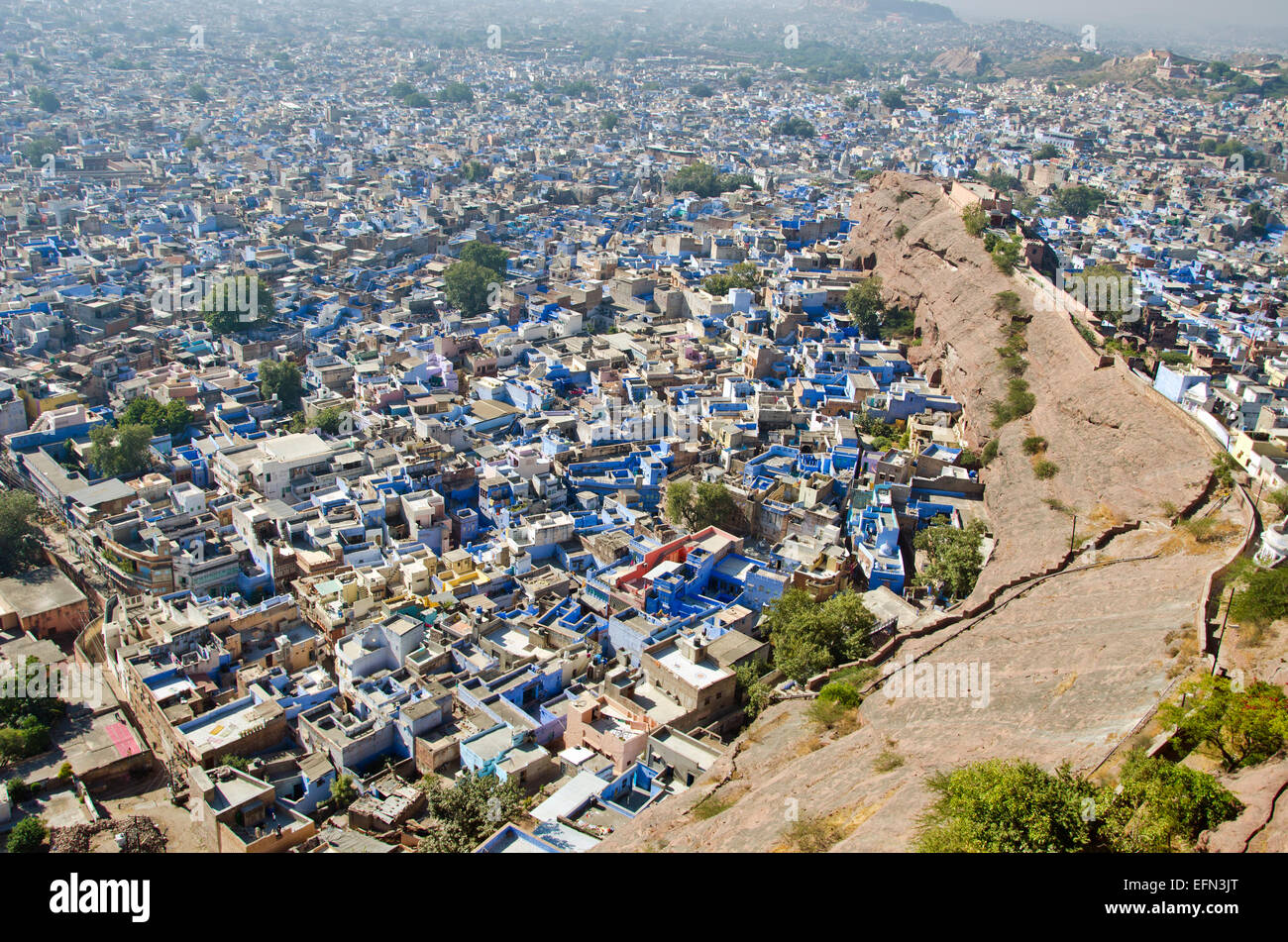 Vu de la ville bleue de Jodhpur Mehrangarh Fort, Rajasthan, Inde Banque D'Images