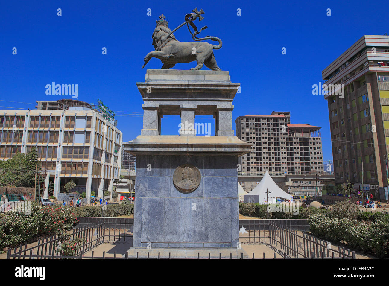 Lion de Juda monument (1930), Addis Abeba, Ethiopie Banque D'Images