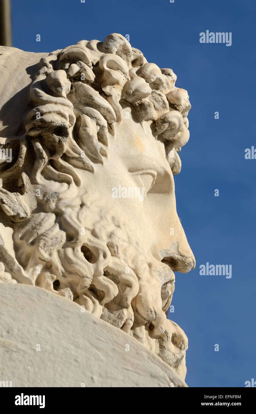 Portrait de pierre ou de sculpture Statue de Euthymenes Explorateur grec voyageur ou Voyageur de Marseille Marseille ou Massilia Banque D'Images
